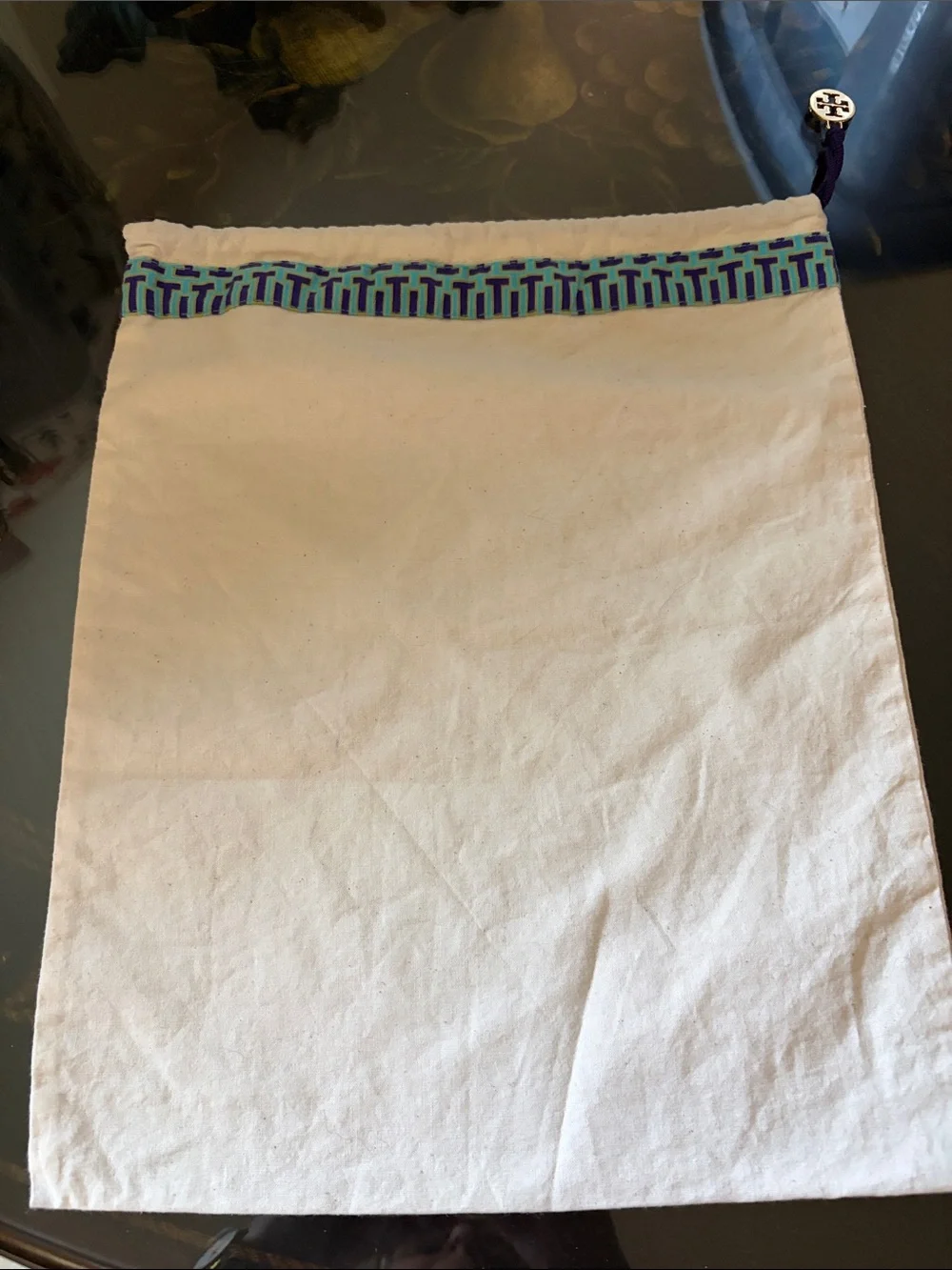 Authentic Designer cotton cream colored canvas Tory Burch Dust Bag - 12”x 15